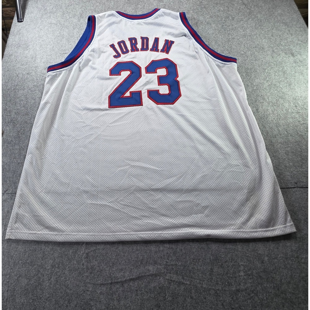 Michael Jordan 23 Space Jam Tune Squad Basketball Jersey White 4XL Mesh